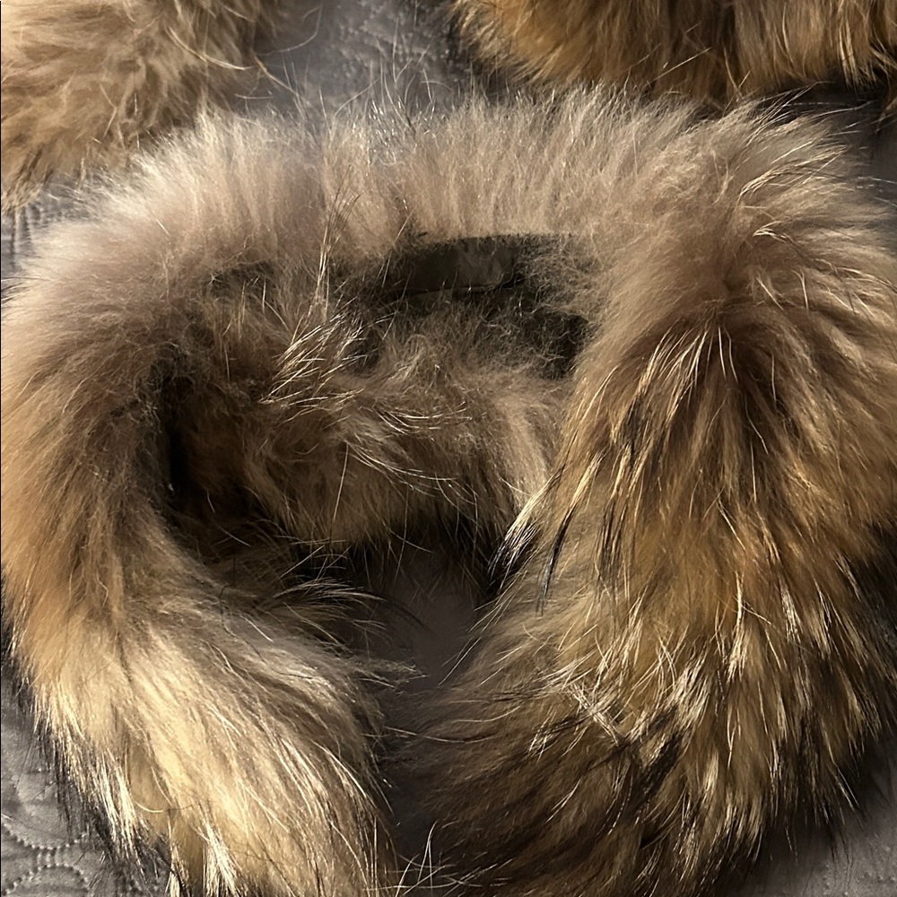 Brown and tan real Fur collar
